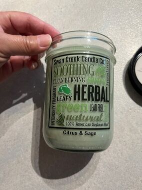 Swan Creek Citrus & Sage Soy Candle — Green Herbal Fragrance